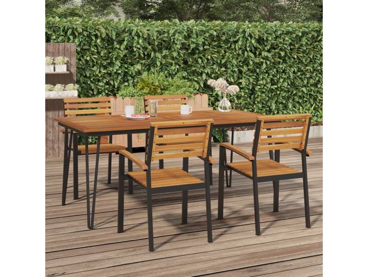 vidaXL Gartentisch Haarnadel-Tischbeine 180x90x75 cm Akazie Massivholz