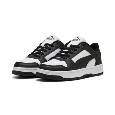 Sneaker PUMA "REBOUND SLAM LO JR", Mädchen, Gr. 37, Textil, schwarz-weiß (puma weiß, puma schwarz), Synthetik, Schuhe Sneaker