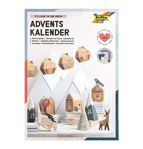 Folia 9388 Adventskalender knutselset Village in the Snow, 113-delige doe-het-zelf-set