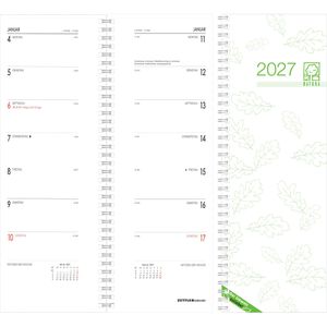 Zettler Vormerkbuch 718-0700, Recycling, weißes Softcover, mit Spiralbindung, 11 x 30 cm, 1 Woche = 1 Seite, Jahr 2027