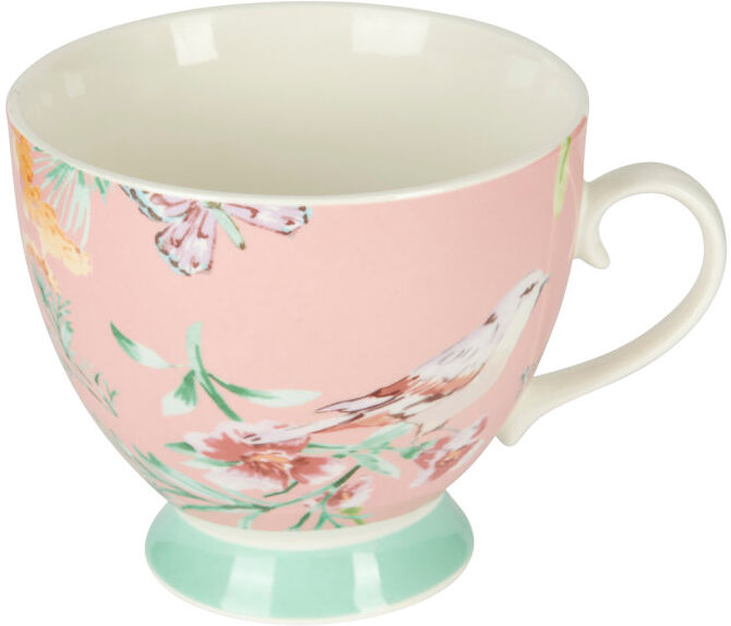 KitchenCraft Peach Birds Bone China Mugs Set Peach 8