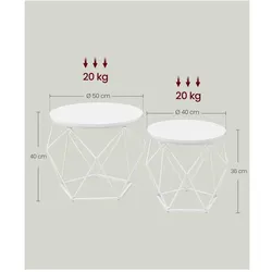 Vasagle, Couchtisch + Beistelltisch, Couchtisch 2er Set (50 x 36 cm)