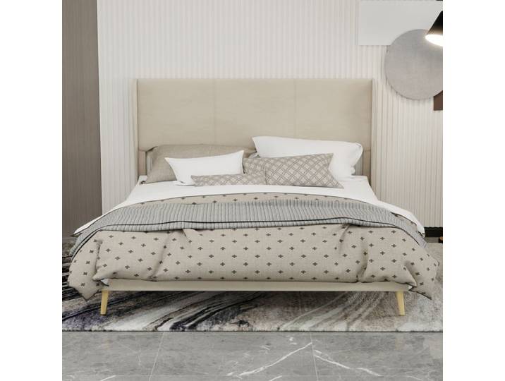 Cadre de lit - DREAMMESPACE - 160x200 cm - Rembourré - Métal - Beige