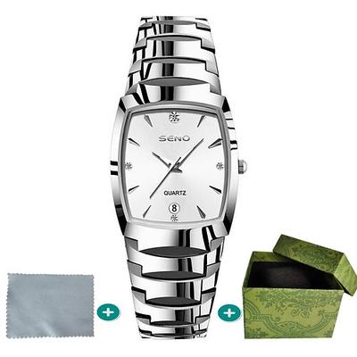Neue Edelstahl Armband Herren Quarz Uhr Nachtlichtanzeige mit Strass Kratzfest und verschleißfest Zifferblatt Bevorzugt für Ferien- und Geburtstagsgeschenk