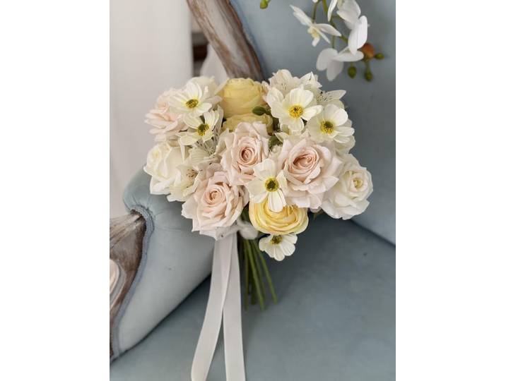 PEORCHID Spring Bridal Bouquet Yellow Faux Silk Wedding Flowers Bouquet Summer Ramos Novia Pink and White Bridesmaid Bouquet