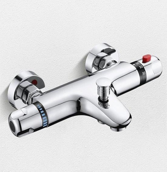 Thermostatische badmengkraan en wandmengkraan voor douche met veiligheidsslot