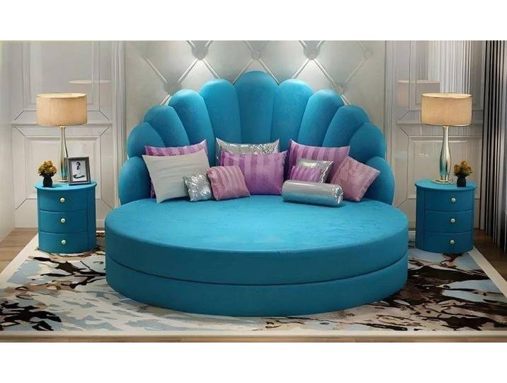 JVmoebel Rundbett Blaues Designer Rundbett von JVMoebel mit modernem Design (1-tlg., Bett ohne Matratze), Made in Europa