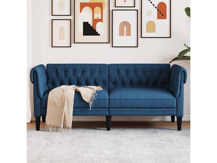 vidaXL Chesterfield-Sofa 2-Sitzer Blau Stoff