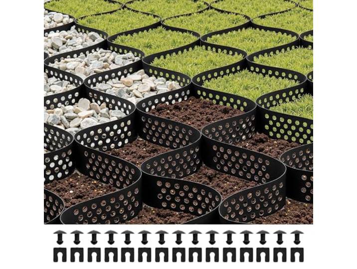 VEVOR Stabilisateur de Gravier\, 5\,2x2\,7 m\, Grille de Stabilisation de Sol Géocellulaire\, Profondeur 75 mm\, Retenue de Gazon au Sol Stable\, pour Allée\, Patio\, Jardin\, Terrasse\, Surfaces Planes\, Pentes