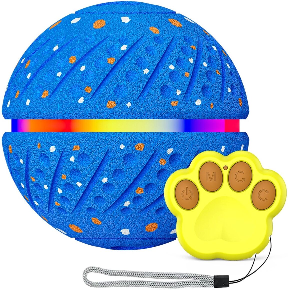 INF Interaktiver automatisch rollender Hundeball mit Fernbedienung, bissfestem TPU und USB-C-Ladung Blau