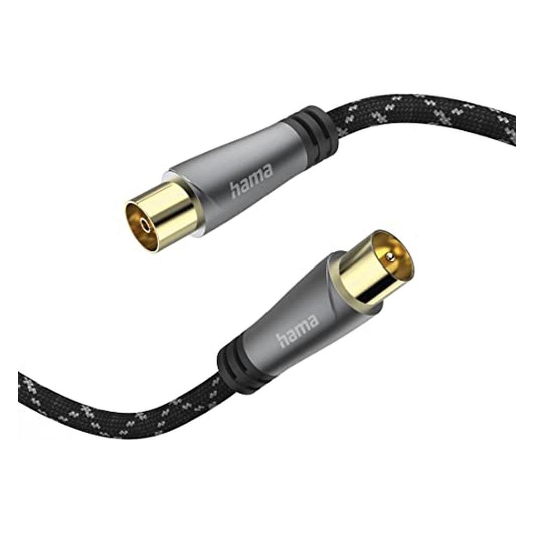 Hama Antennen-Kabel, Koax-Stecker - Koax-Kupplung, Metall, verg., 10,0 m, 120 dB (120 dB, Antennenkabel) (00205073)