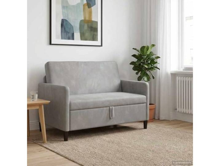 YUTAASU Sofa mit Stauraum Hellgrau 122 x 78 x 87 cm Polyester Abnehmbarer Waschbezug, Hochklappbarer Stauraum, Metall-Holzrahmen, Kunststoffbeine