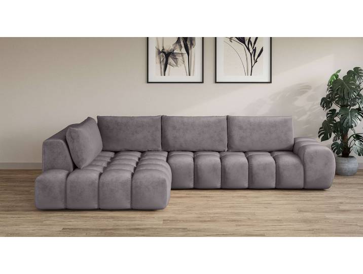 Ecksofa, Polyester, Dunkelgrau 296×176,5 cm, Losse Rückenkissen, Modern, Inosign