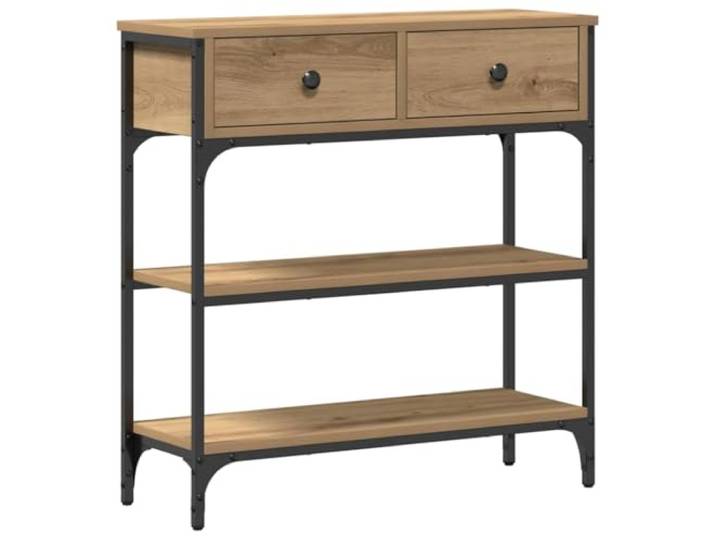 Heofavd Konsolentisch mit 2 Schubladen 72,5x25x75cm Artisan-Eiche Stahl