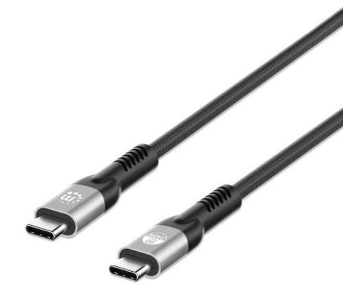 Manhattan Thunderbolt-Kabel Thunderbolt (USB-C) Stecker 1.00m Schwarz beidseitig verwendbarer Stecker, doppelt geschirmt 356374
