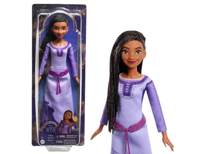 Mattel Asha van Rosas uit Disney's Wish, beweegbare modepop met natuurlijk haar, outfit die aan en uit kan, schoenen en accessoires HPX23