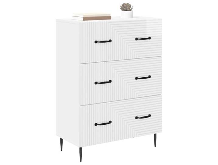 KTHLBRH Schrank mit Schubladen, weiß, 66 x 34,5 x 89,5 cm Technisches Holz, Metallgriffe, 3 Schubladen, Vintage-Design, für Wohnzimmer