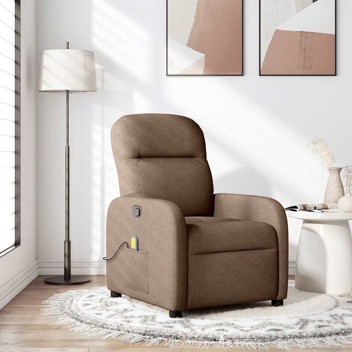 vidaXL Massagestoel - Verstelbare relaxstoel - Bruin - Stof