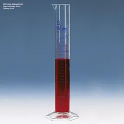 Messzylinder hohe Form Klasse A blaue Graduierung 500 ml : 5 ml PMP 2 Stück