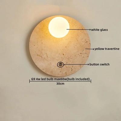 Inspired Living Natural Elegance Travertine & Wood LED Wall Lamp Nordic Modern LED Wall Light Travertine Wall Sconce Bedside Wall Lamp q