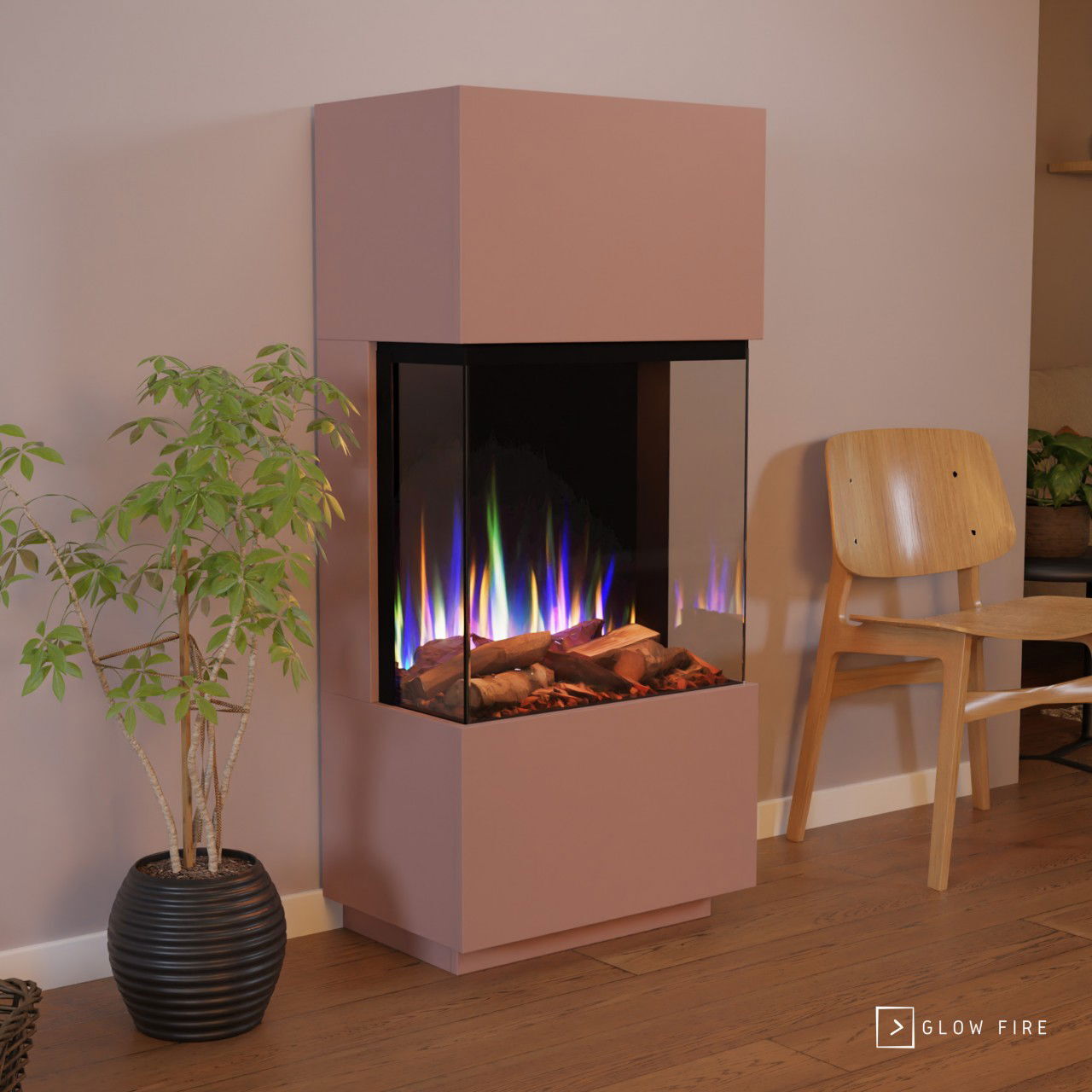 Glow Fire Elektrokamin 'PR11' in LED Standkamin in weiß mit Heizung (1500 W) | HxBxT: 130x61,5x40cm
