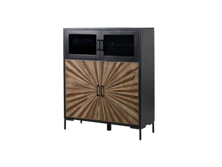 Buffet - Bois massif de palissandre 120x45x145 - Bois massif de palissandre laqué (noir) SUN N° 103