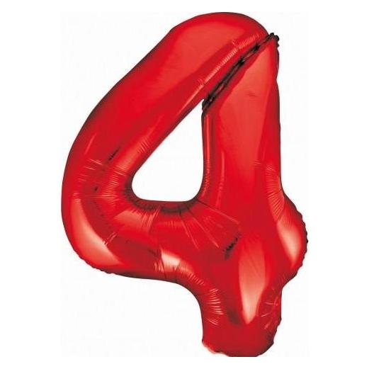 GoDan Folienballon Nummer 4 rot, 85cm (1x) (BC-HCW4)