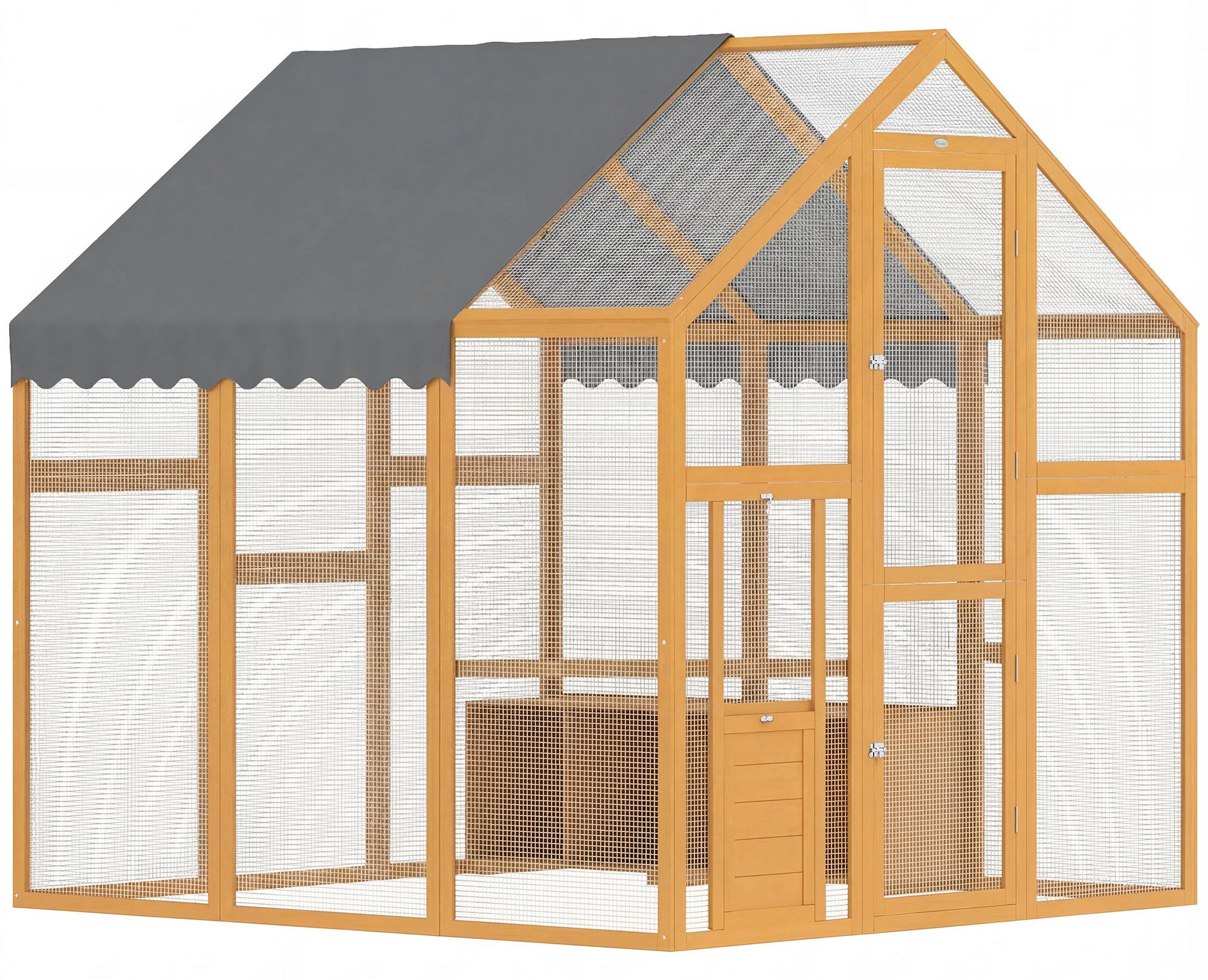 Hühnerstall 3,07m² Freilaufgehege Holz mit wasserdichtem Tuch, Sicherheitsschloss, für 6-8 Hühner 1,7 x 1,8 x 1,8 m
