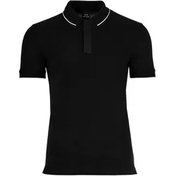 A|X ARMANI EXCHANGE Herren Poloshirt - Hidden Buttons, Baumwolle, Kontraststreifen Schwarz / XL