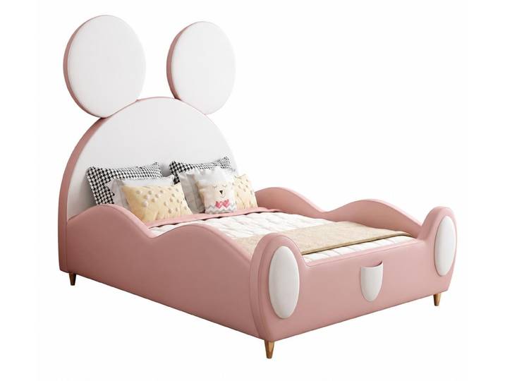 JVmoebel Kinderbett Weiß-rosa Kinderbett mit Seitengittern für Mädchen hochwertig, Made in Europa