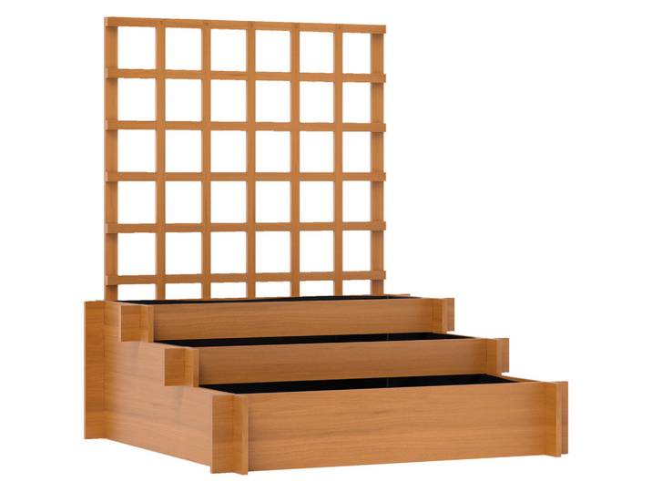 Outsunny Hochbeet-Mit-Rankgitter Tannenholz Braun, Holz, 232 L, 95x110x95 cm, Gartenzubehör, Hochbeete