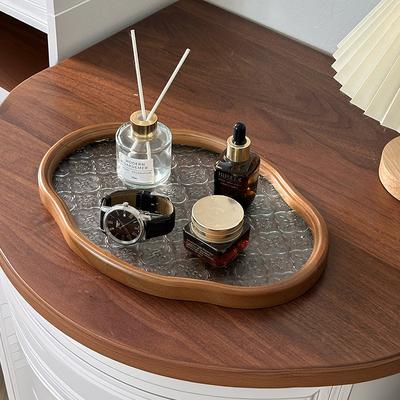 Shop Station Vintage Wooden Vanity Tray With Embossed Glass, Cloud Shape Perfume And Jewelry Organizer Vintage Wooden Vanity Tray With Embossed Glass, Cloud Shape Perfume And Jewelry Organizer