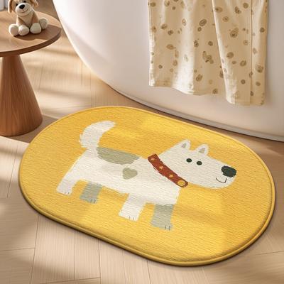 Combo Retail Shop Adorable Cartoon Dog Bath Mat, Super Soft Memory Foam, Instant Water Absorption, Quick Dry Anti Slip Bathroom Rug lucky Foo Cocoa 40x60cm