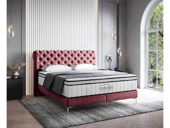 Boxspringbett Moonda 160 x 200cm Samt Cloe Rot