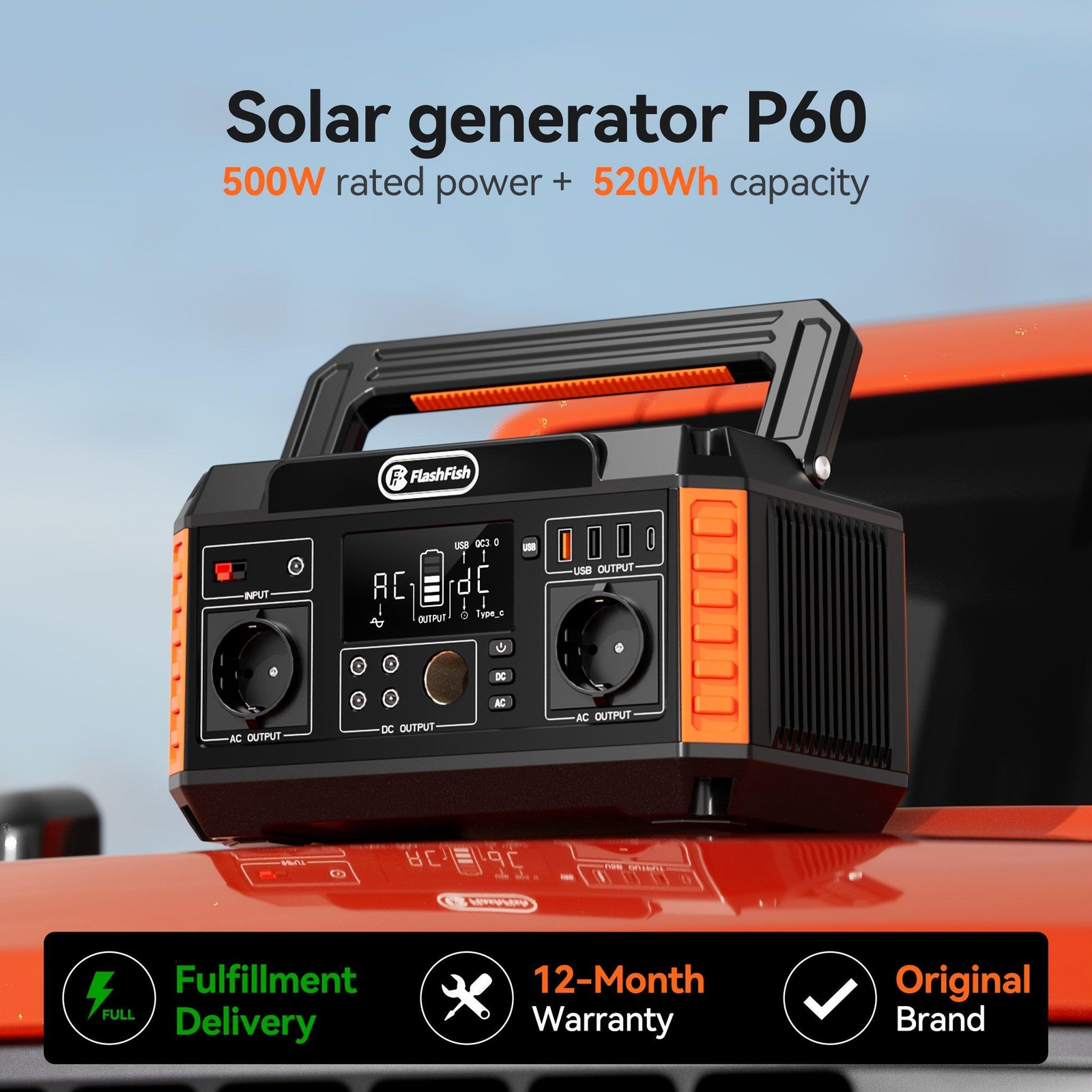 Selius Draagbaar Energiepompstation 500W met 100W Opvouwbaar Zonnepaneel