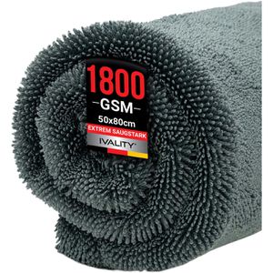 Ivality Trockentuch DryVality XXL, 80 x 50 cm, 1800 g/m², grau, fusselfreie und saugstarke Mikrofaser