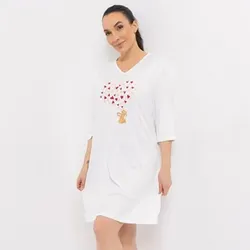 LITTLE ROSE Bigshirt, 3/4-Arm Mikrofaser V-Ausschnitt mit Herzmotiv