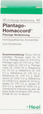 Biologische Heilmittel Heel GmbH PLANTAGO HOMACCORD Tropfen 30 ml 00815794