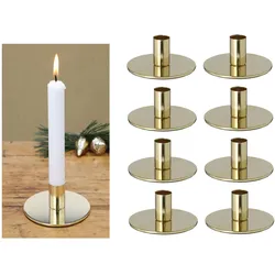 Novaliv, Kerzenständer, 8x Kerzenständer GOLD Metall 10x5cm Weihnachten Adventskranz Kerzenhalter Stabkerzen