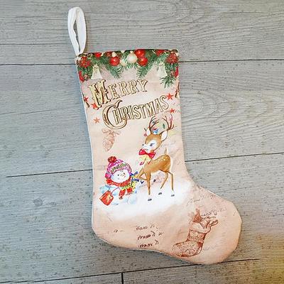 Inspired Deals Christmas Stocking Gift Bag With Santa & Snowman Holiday Hanging Decor deer