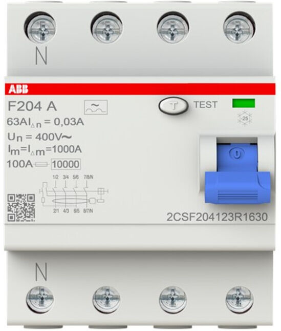 ABB Stotz S&J; Disjoncteur différentiel pro M Compact F204A-63/0,03L (2CSF204123R1630)