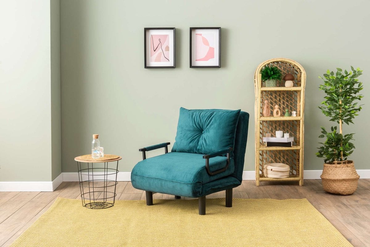 Skye Decor Sento Single 1-zits slaapbank - Petrolgroen - B/D/H: 75 x 75 x 50 cm