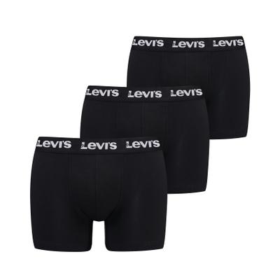 Boxershorts LEVI'S "LEVIS MEN REPEAT LOGO BOXER BRIEF 3P", Herren, Gr. S, schwarz, Obermaterial: 95% Baumwolle, 5% Elasthan, körpernah, Unterhosen