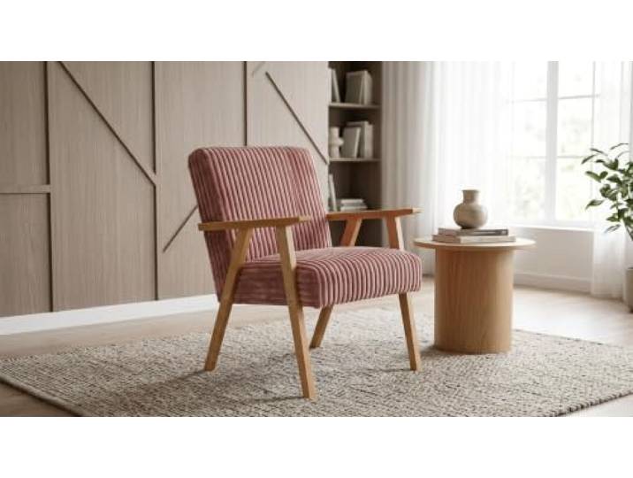 Family Meble Sessel Soler Idylla – Retro-Sessel im Vintage-Stil mit Stoff-Bezug – Rosa · 62