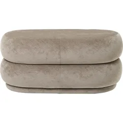 Oval Faded Velvet Pouf beige