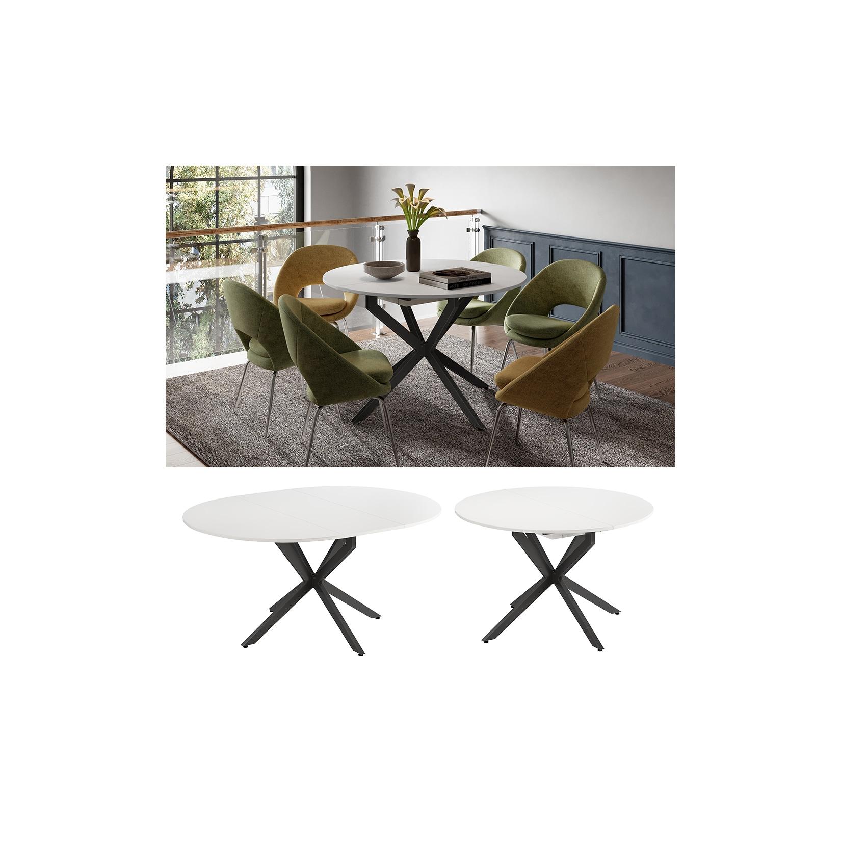 Vicco Esstisch Loyd Weiß Schwarz 120 x 76,5 cm ausziehbar