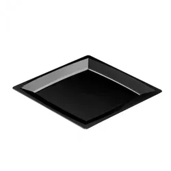 Einweg Teller MILAN Gr. L in Schwarz 21 x 21cm aus Plastik, 12 Stück - Mank