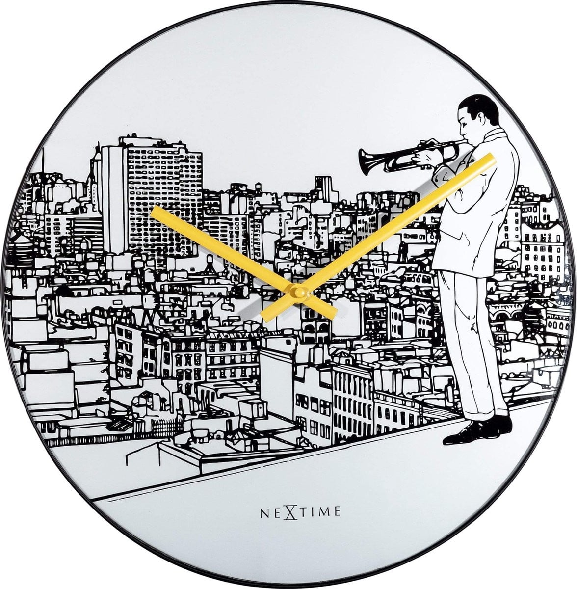 NeXtime Trumpet City Stille Wandklok Wit - Diameter: 40 cm