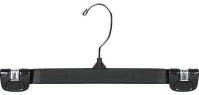 The Great American Hanger Company Classic Black Plastic Pant Hanger with Pinch Grips and Chrome Swivel Hook