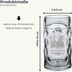 Bierkrug ISAR 0,5 l mit Eichung - Trachtenmode